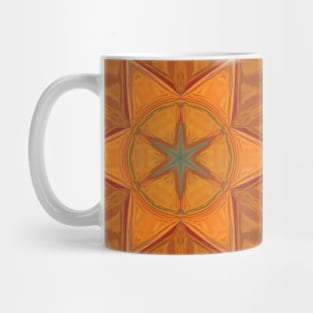 Mosaic Kaleidoscope Flower Orange Red and Black Mug